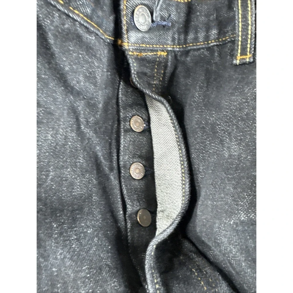Levi's 501 Black Denim Jeans Men Button Fly Straight Fit 42x30 (42x28)
